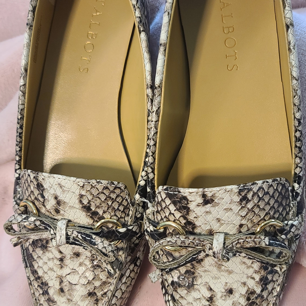 Talbots Women's Snakeskin Loafers - Black and Cream